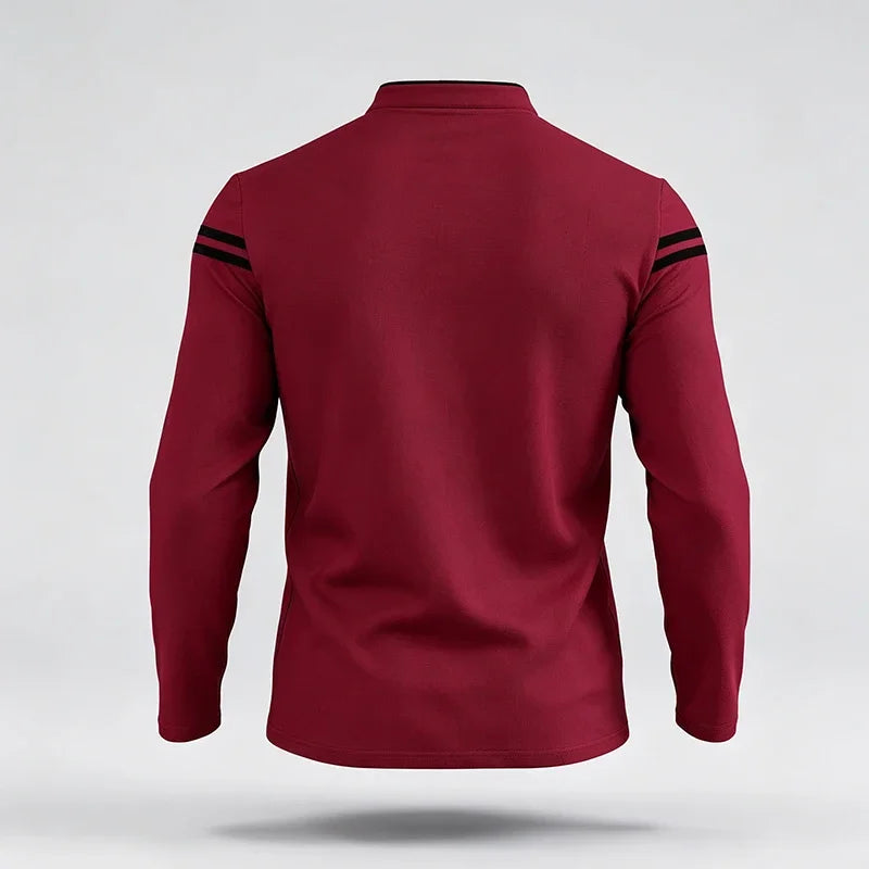 Men's Striped Long-Sleeve Polo Shirt