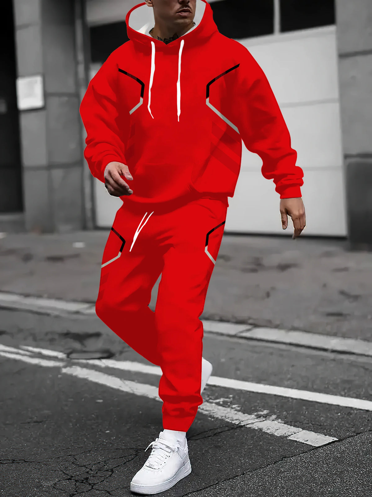 Men's Graphic Print Hoodie & Pants Set