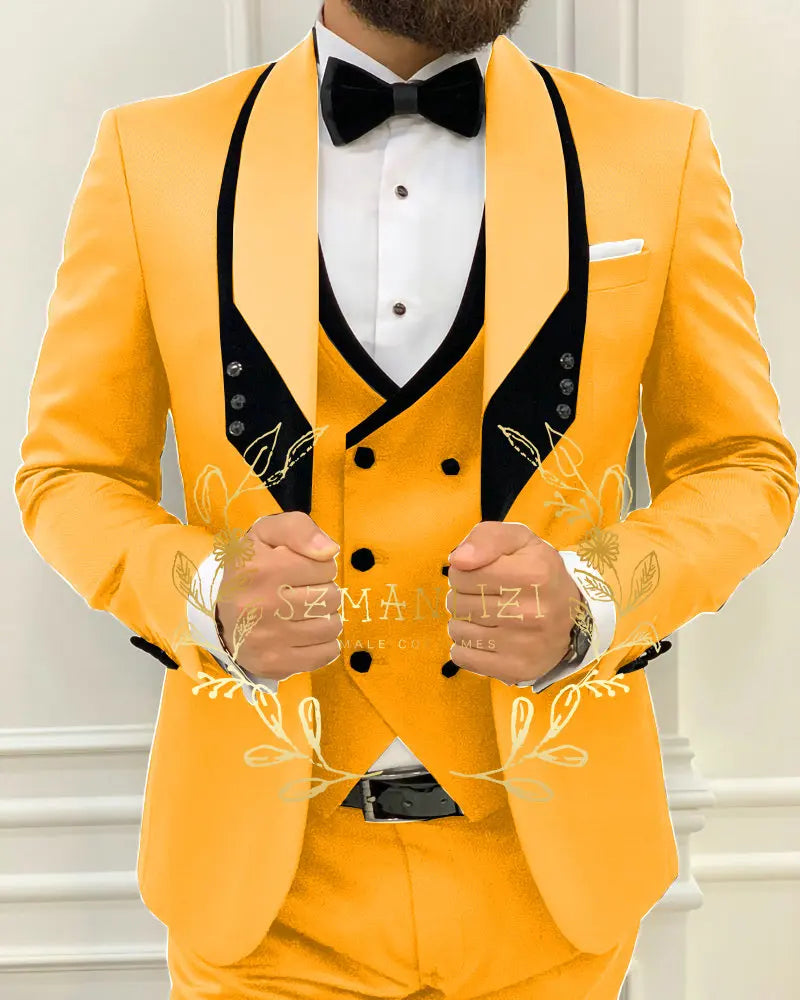 Men's Royal Blue 3-Piece Slim Fit Suit Set — product view