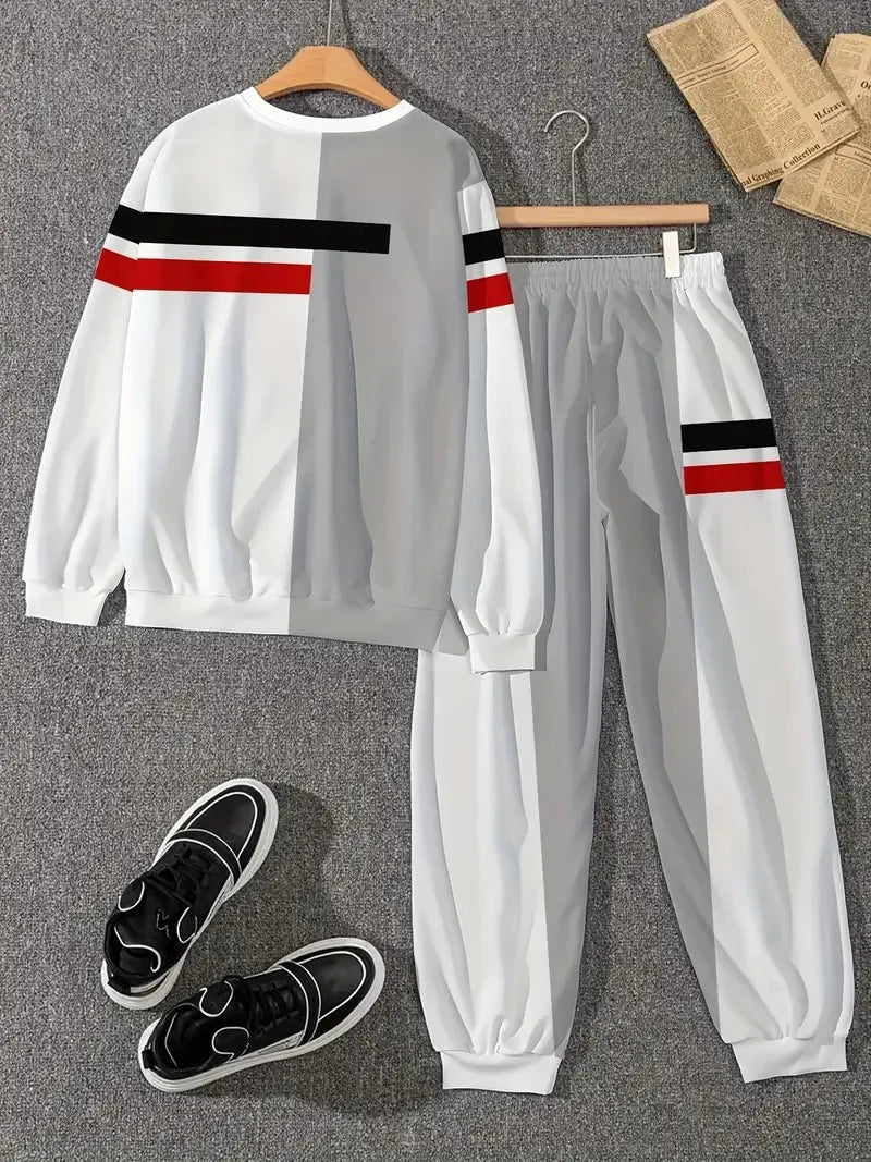 Men's Striped Sweatshirt & Pants Set