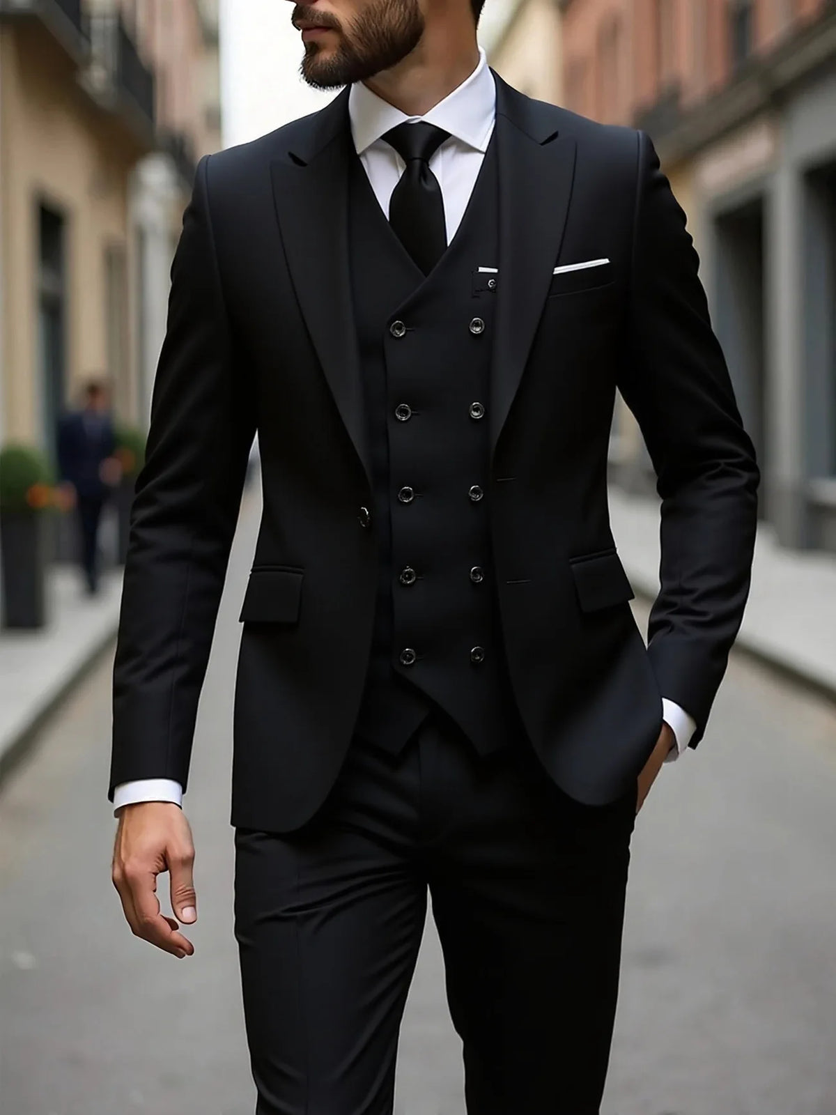 Men's Peak-Lapel Three-Piece Suit