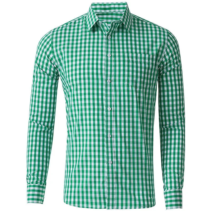 Unisex Check Print Long-Sleeve Casual Shirt