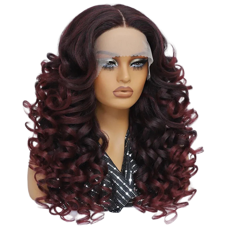 Lace Front Wig Curly Latisha Synthetic Blonde Pink Blue Black White - OSASCO