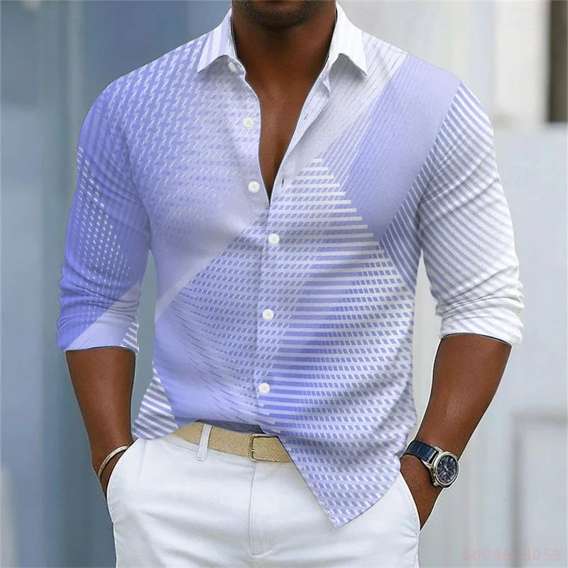Men's Striped Long-Sleeve Casual Shirt