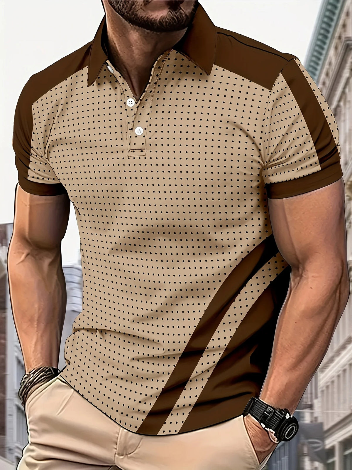Men's Polka Dot Short-Sleeve Polo Shirt