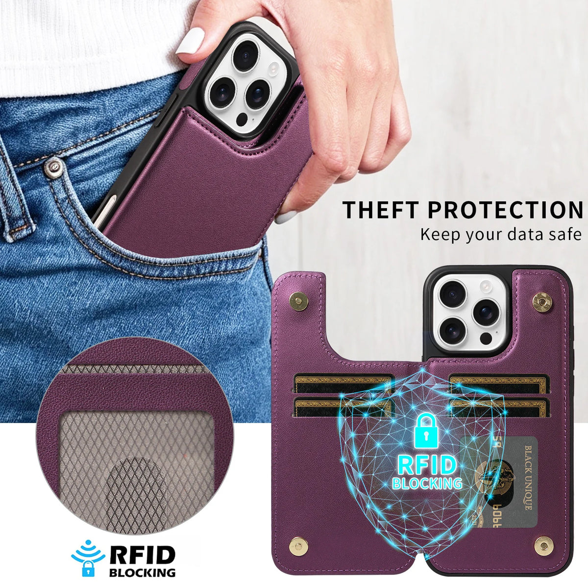 Flip Wallet Phone Case with Card Slots for iPhone 17 Pro, iPhone 17, iPhone 17 Pro Max, iPhone 17e, iPhone 16 Plus, iPhone 16, iPhone 16e, iPhone 16 Pro, iPhone 15 Pro, iPhone 15 Pro Max, iPhone 16 Pro Max, iPhone 15 & More Models