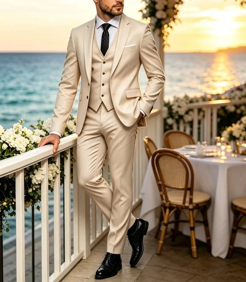 Men's Notch-Lapel Three-Piece Suit