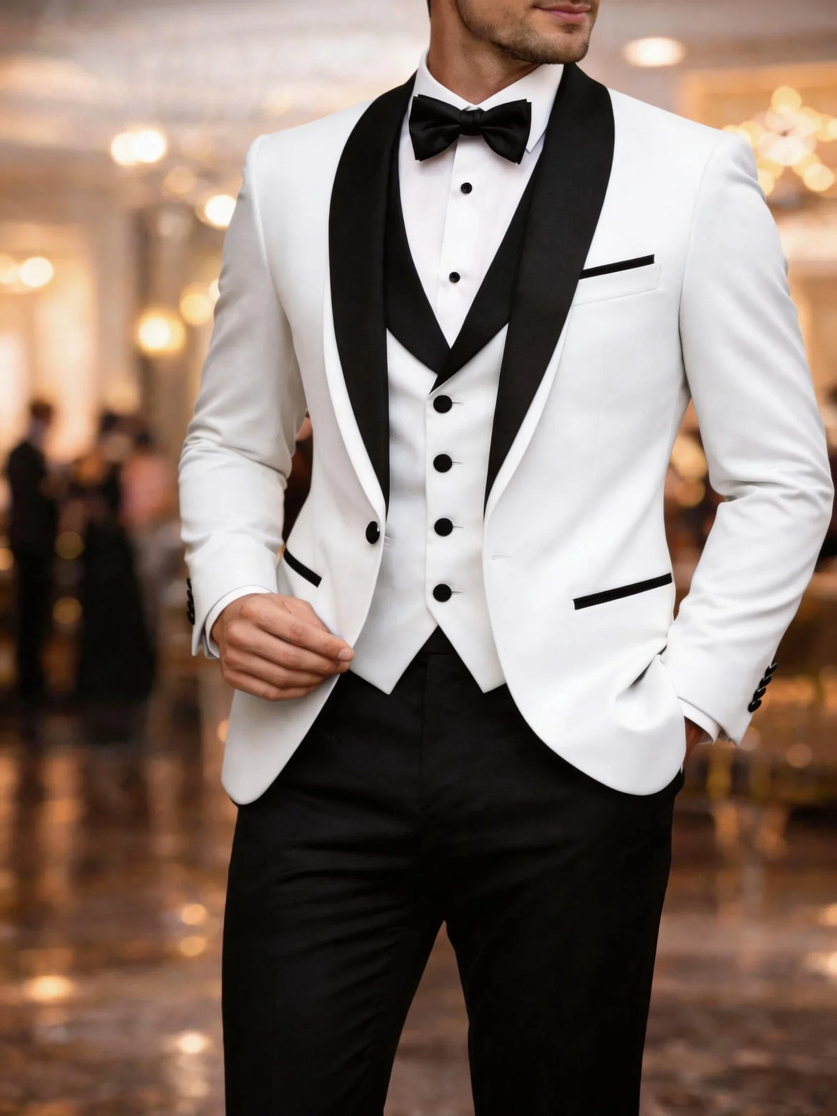 Men's Colour-Block Three-Piece Suit