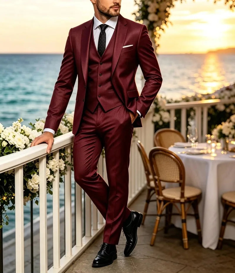 Men's Notch-Lapel Three-Piece Suit