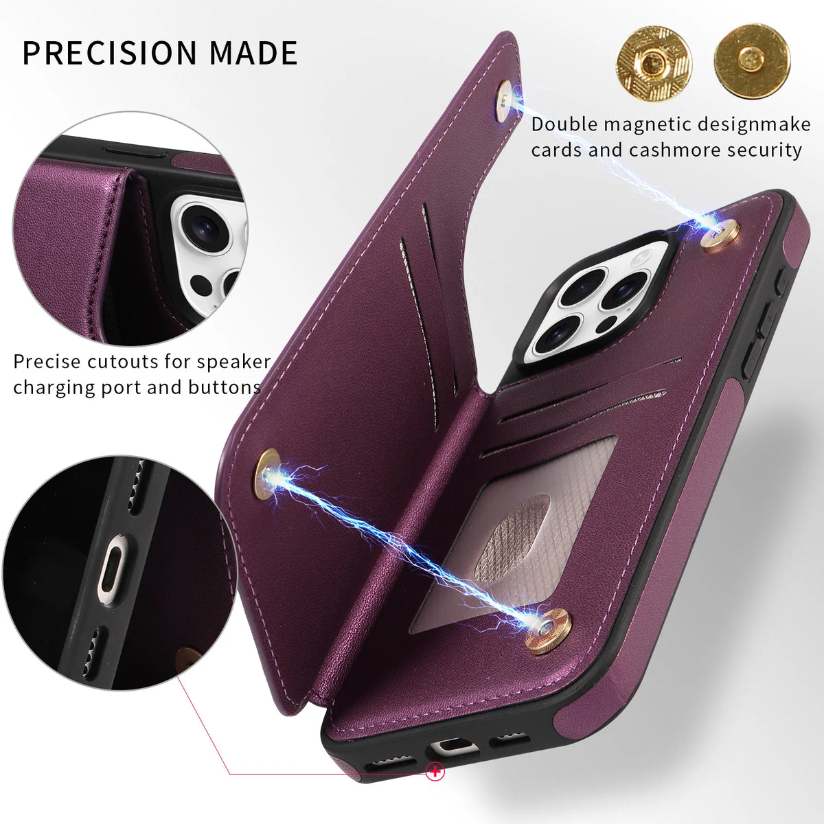 Flip Wallet Phone Case with Card Slots for iPhone 17 Pro, iPhone 17, iPhone 17 Pro Max, iPhone 17e, iPhone 16 Plus, iPhone 16, iPhone 16e, iPhone 16 Pro, iPhone 15 Pro, iPhone 15 Pro Max, iPhone 16 Pro Max, iPhone 15 & More Models