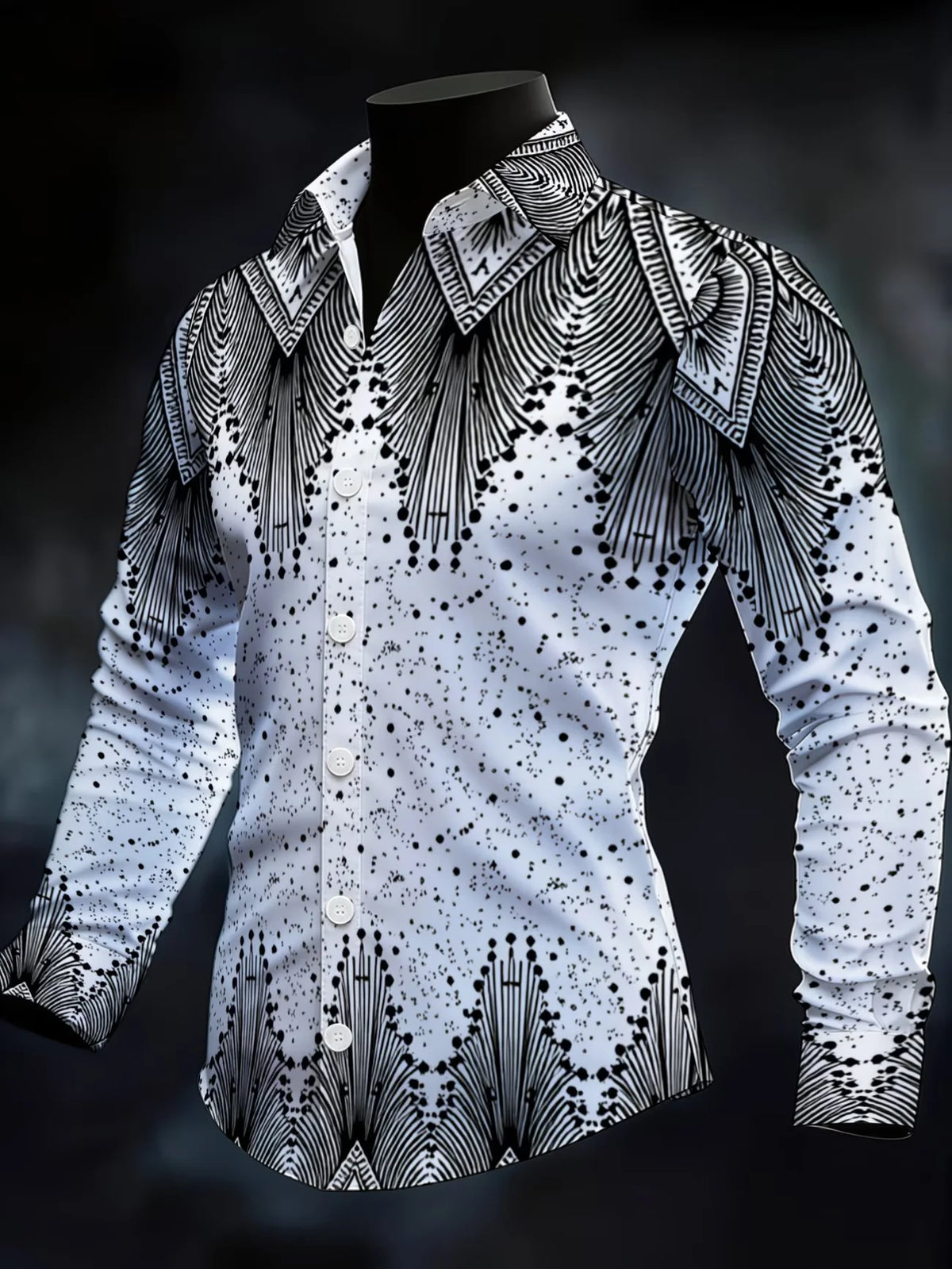 Men's Striped Long-Sleeve Casual Shirt