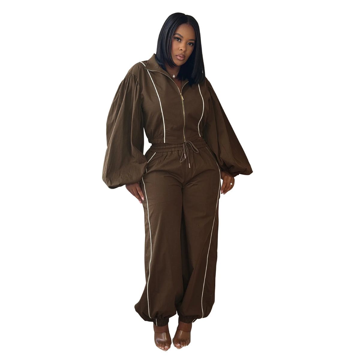 Women's Colour-Block Zip Sweatshirt & Pants Set