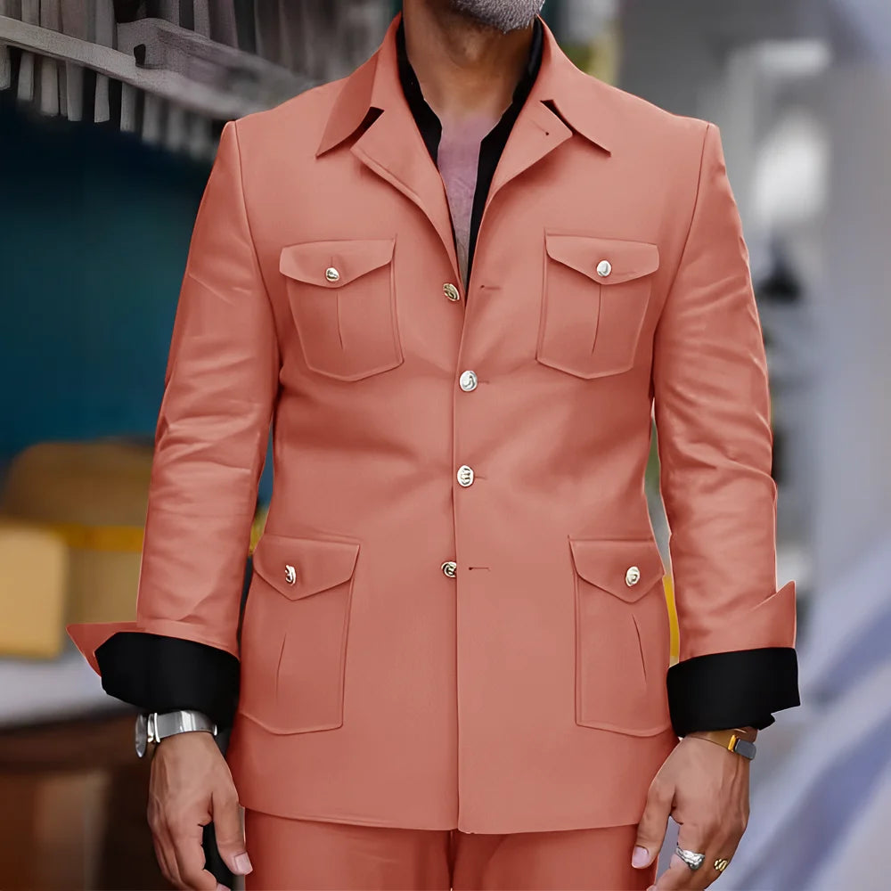Men's Safari-Collar Jacket & Trouser Set
