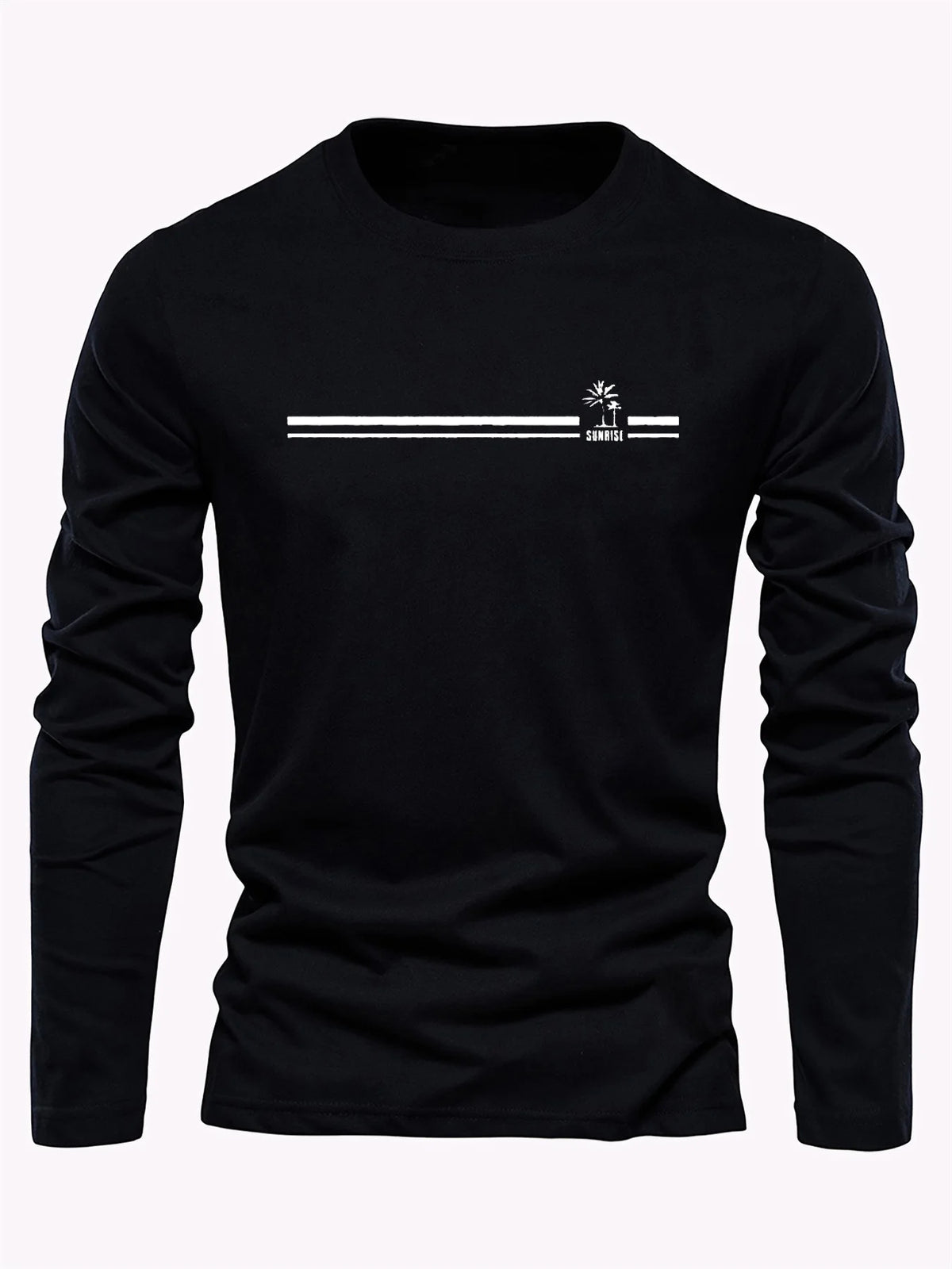 Men's Palm Tree Print Long-Sleeve Casual T-Shirt