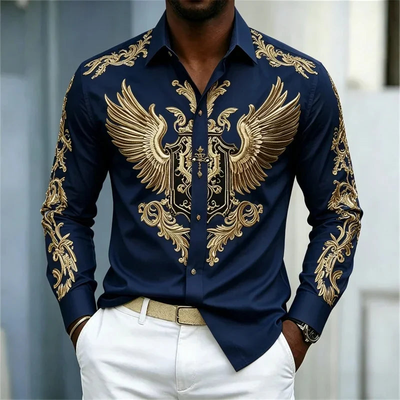 Men's Animal Print Long-Sleeve Casual Shirt