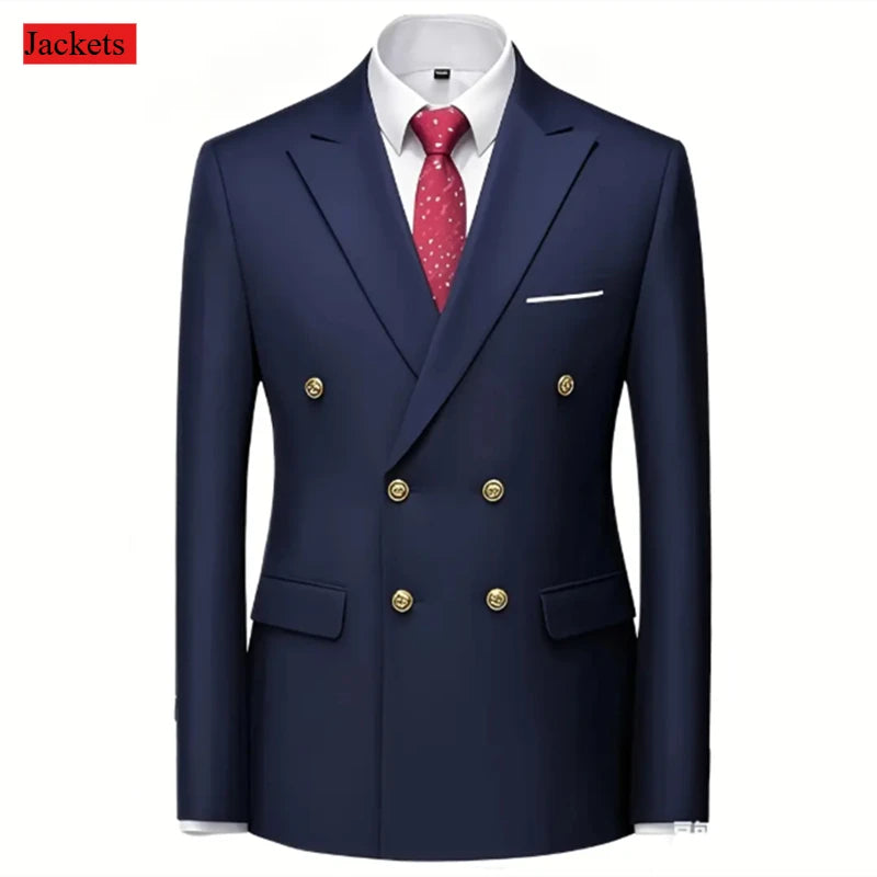 Men's Double-Breasted Suit with Gold-Tone Buttons