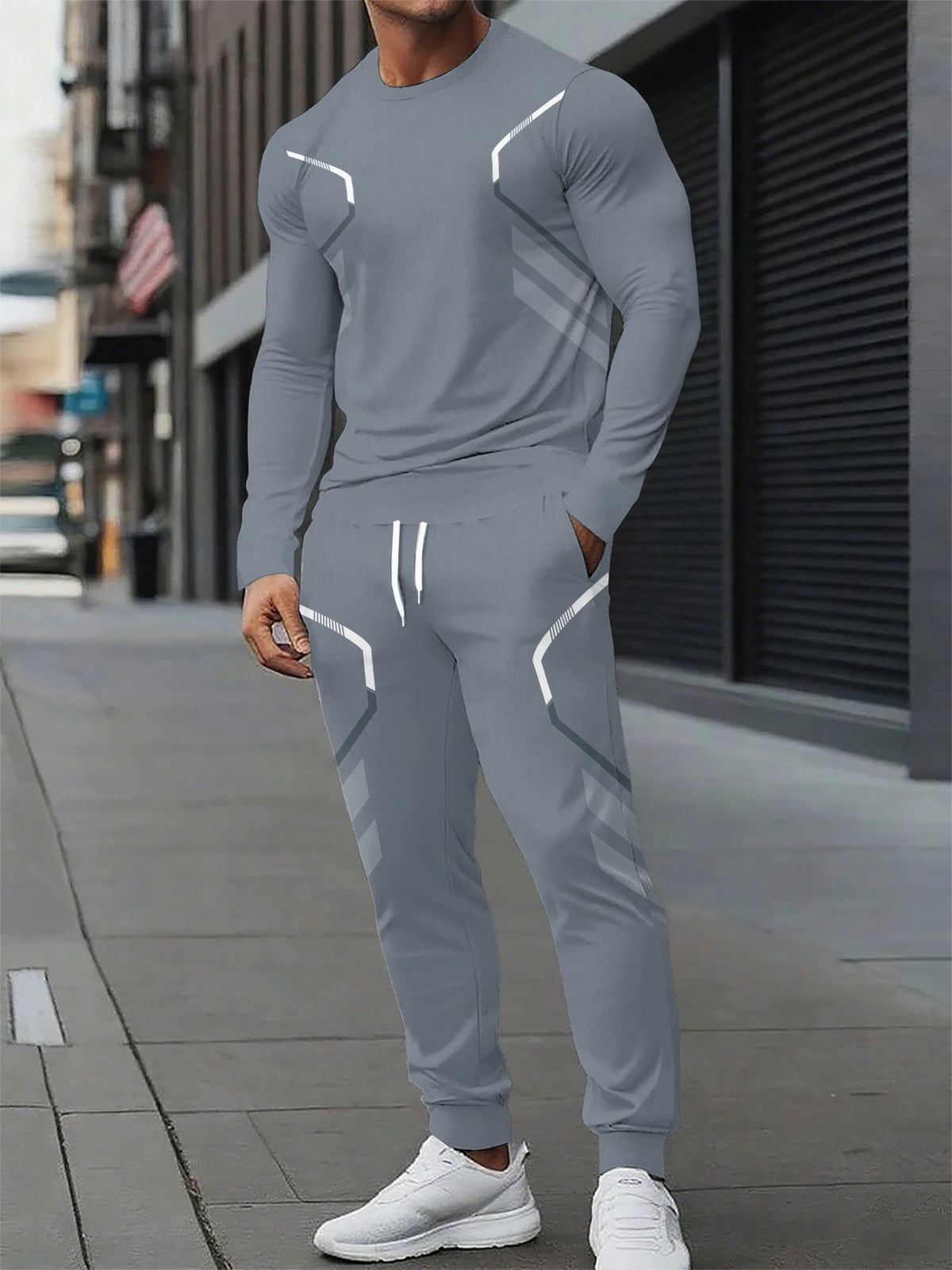Men's Graphic Print Sweatshirt & Pants Set
