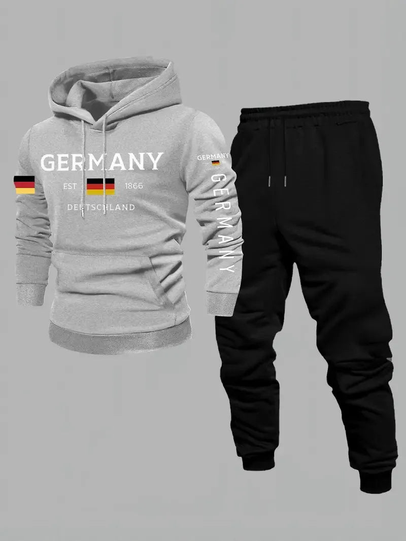 Men's Letter Print Hoodie & Pants Set