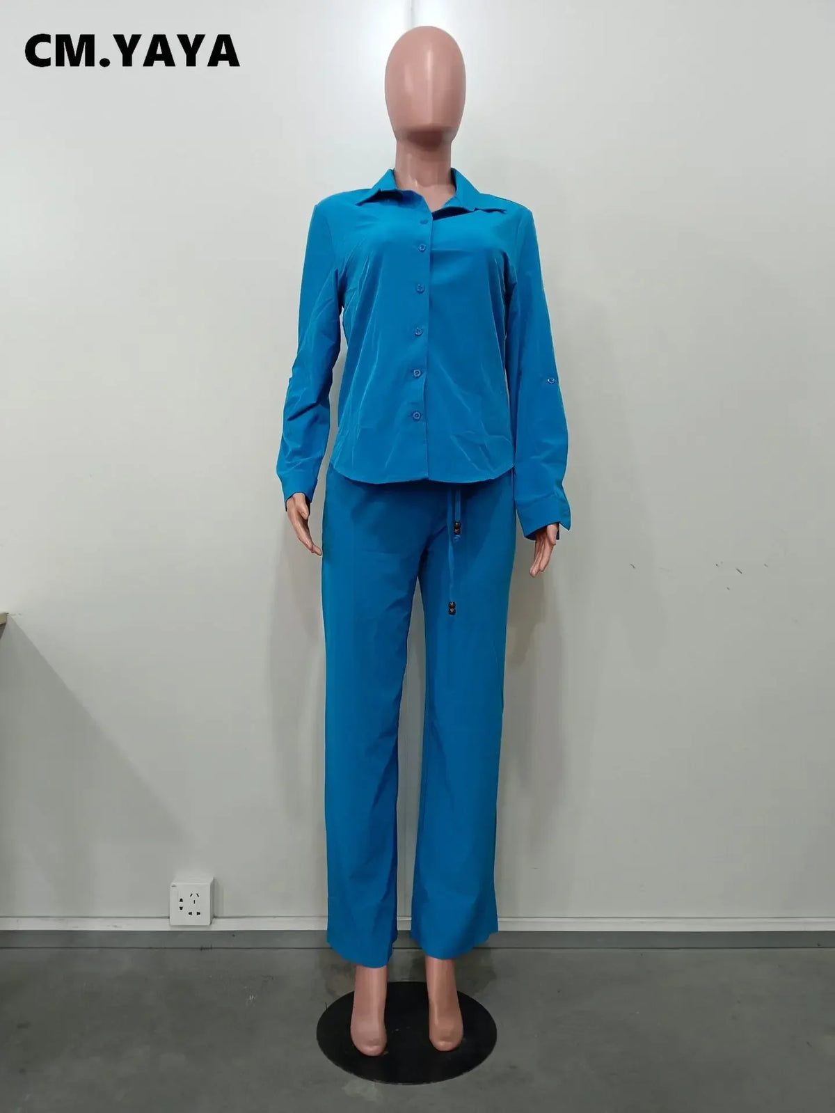 Women's Long-Sleeve Shirt & Straight-Leg Pants Set