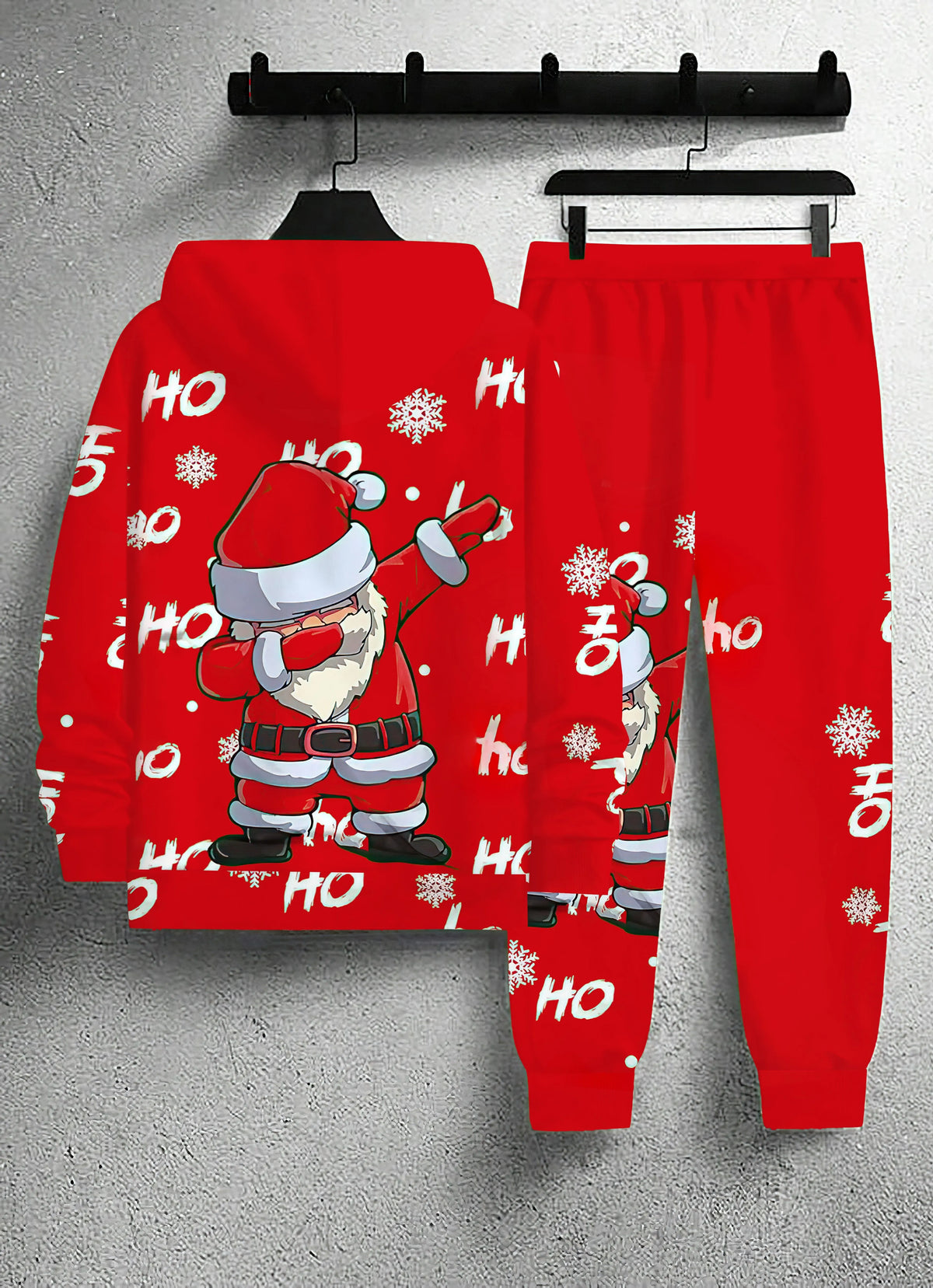 Men's Festive Print Hoodie & Pants Set