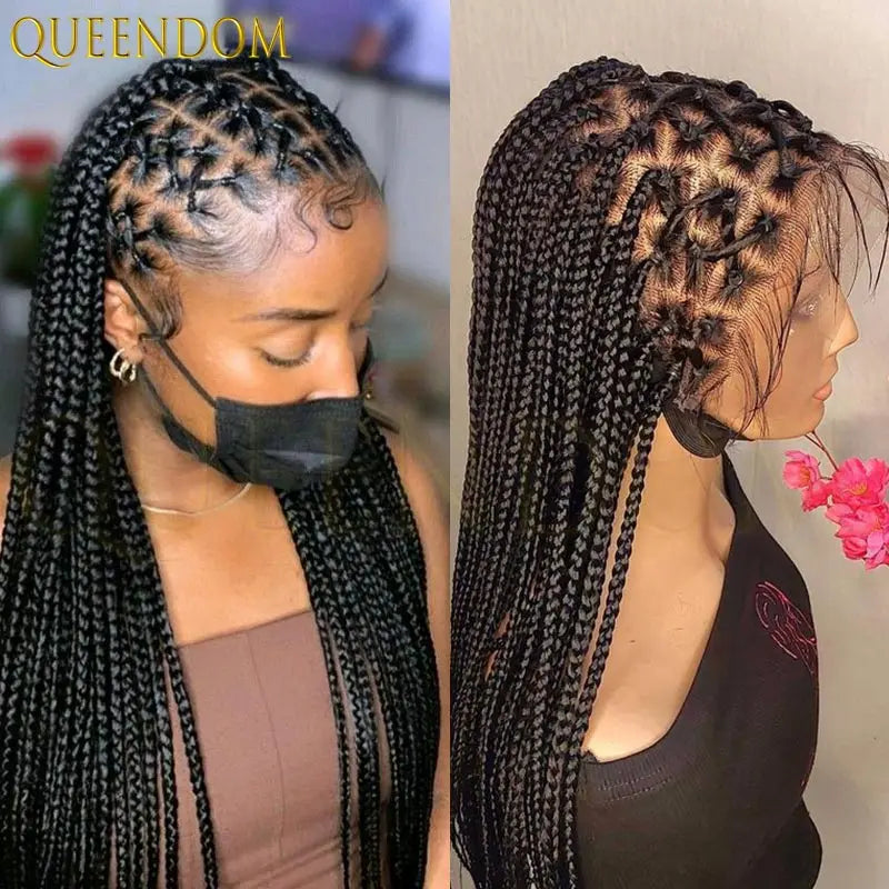 36" Synthetic Full Lace Wig Knotless Box Braid African Braided Wig - OSASCO
