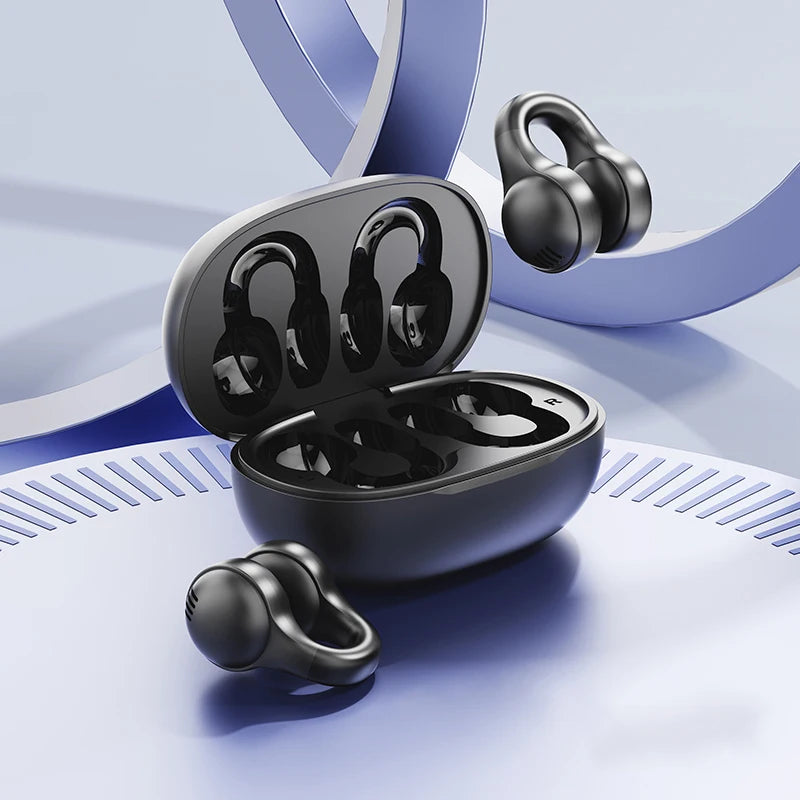 Open-Ear Clip Wireless Earbuds with Digital Power Display