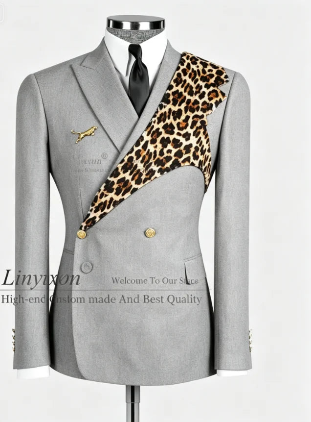Men's Leopard Print 2-Piece Slim Fit Suit Set — product view