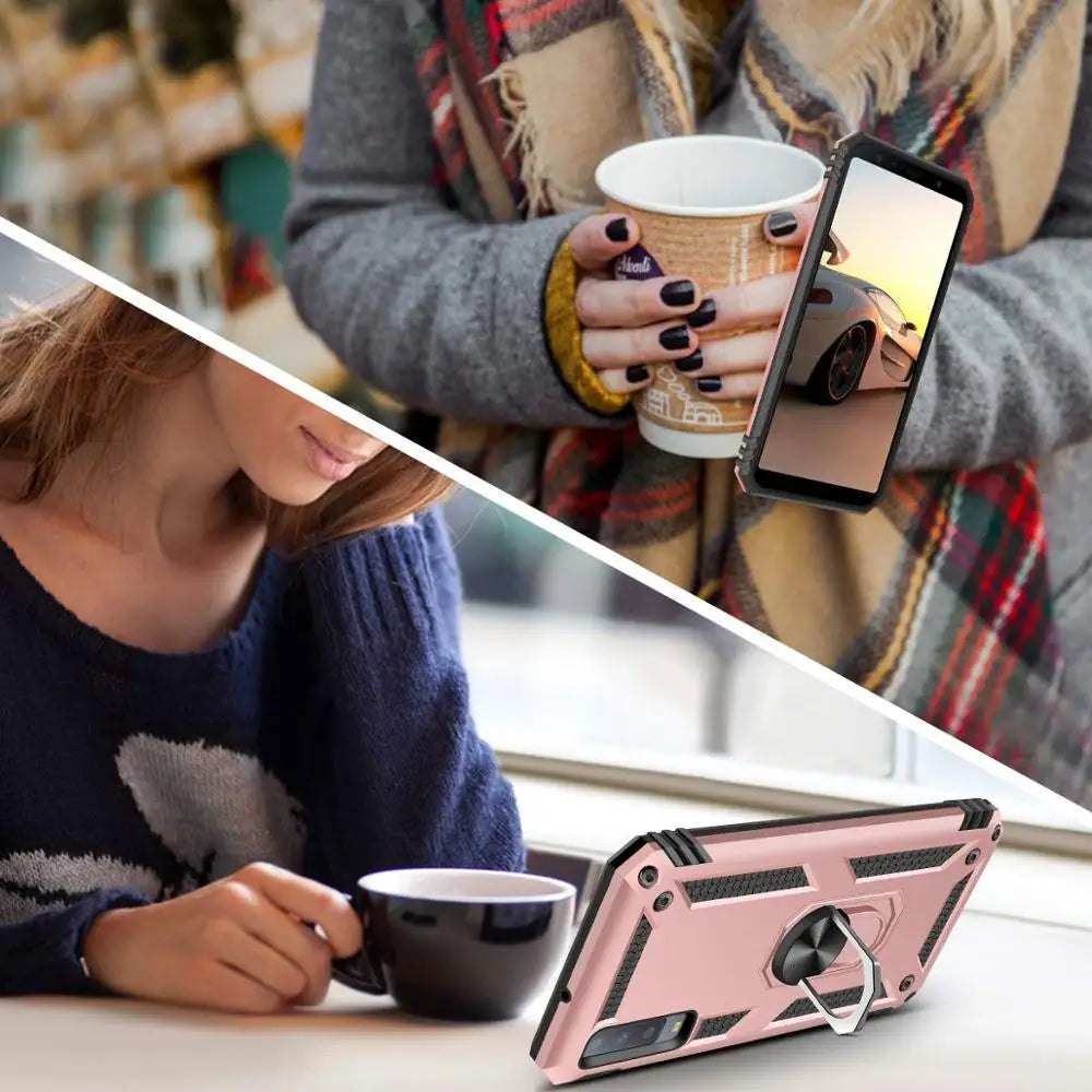 Ring Stand Phone Case for Samsung Galaxy M30, A40, A9 2018, A50, A8 Plus 2018, A40S, A7 2018 A750, A20, A20E, A70, A30, A9S, A6 Plus 2018, A6 2018, M20, A10, A8 2018, A9 Star Pro, A10E, A80, A90 4G, A2 Core A260