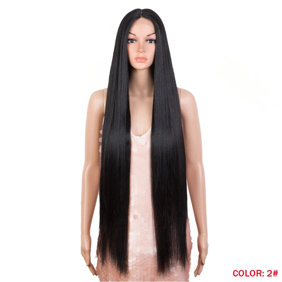38 Inch Straight Hair Synthetic Lace Front Wig High Temperature Fiber - OSASCO