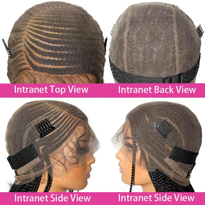 36'' Burgundy Full Lace Braided Wig Faux Locs Synthetic Knotless - OSASCO