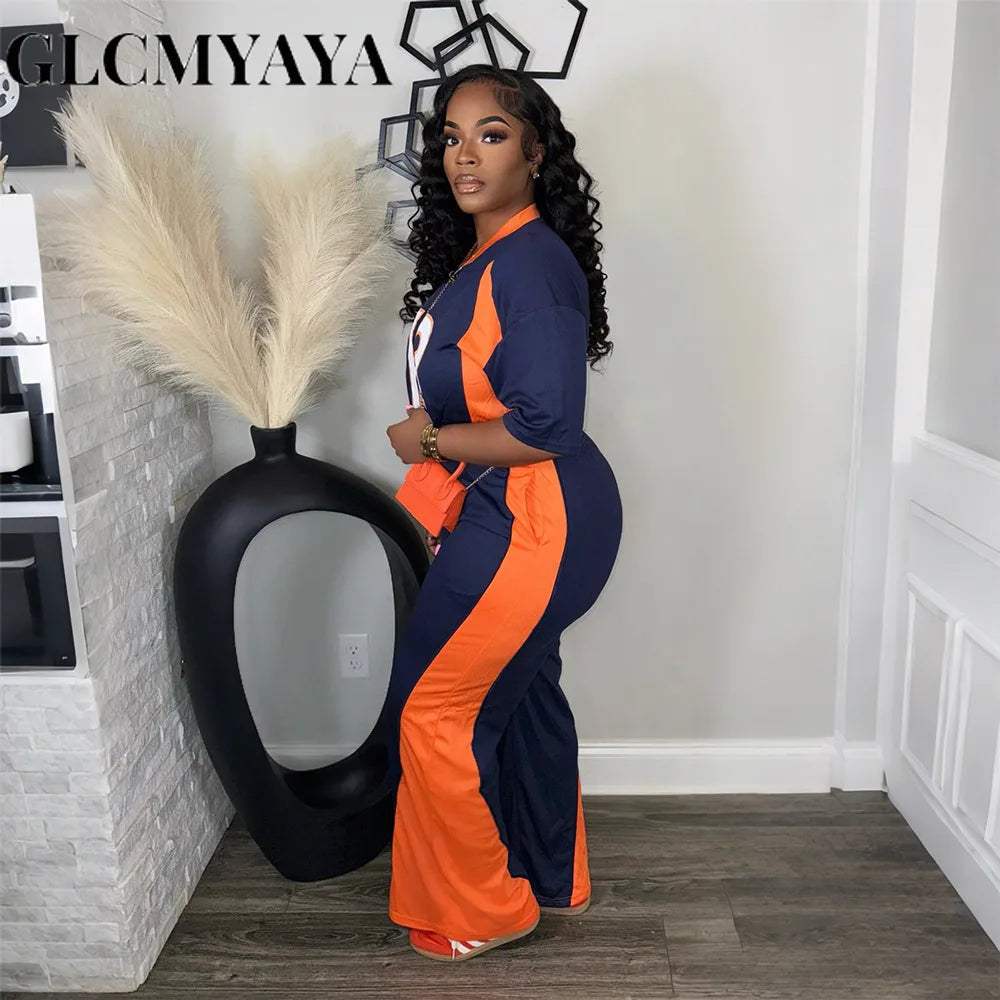 Women's Short-Sleeve Top & Wide-Leg Pants Set