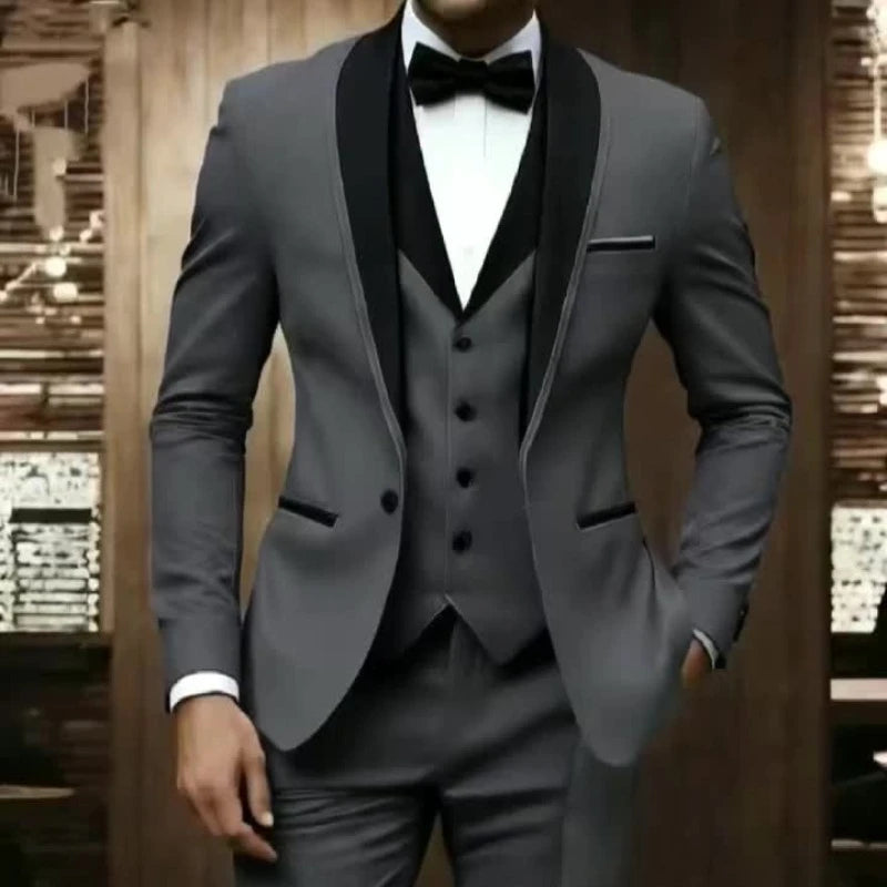 Men's Three-Piece Groom & Groomsman Suit