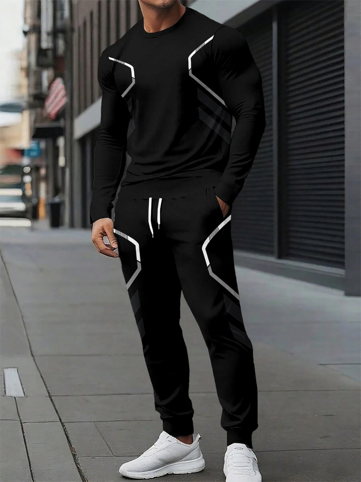 Men's Graphic Print Sweatshirt & Pants Set