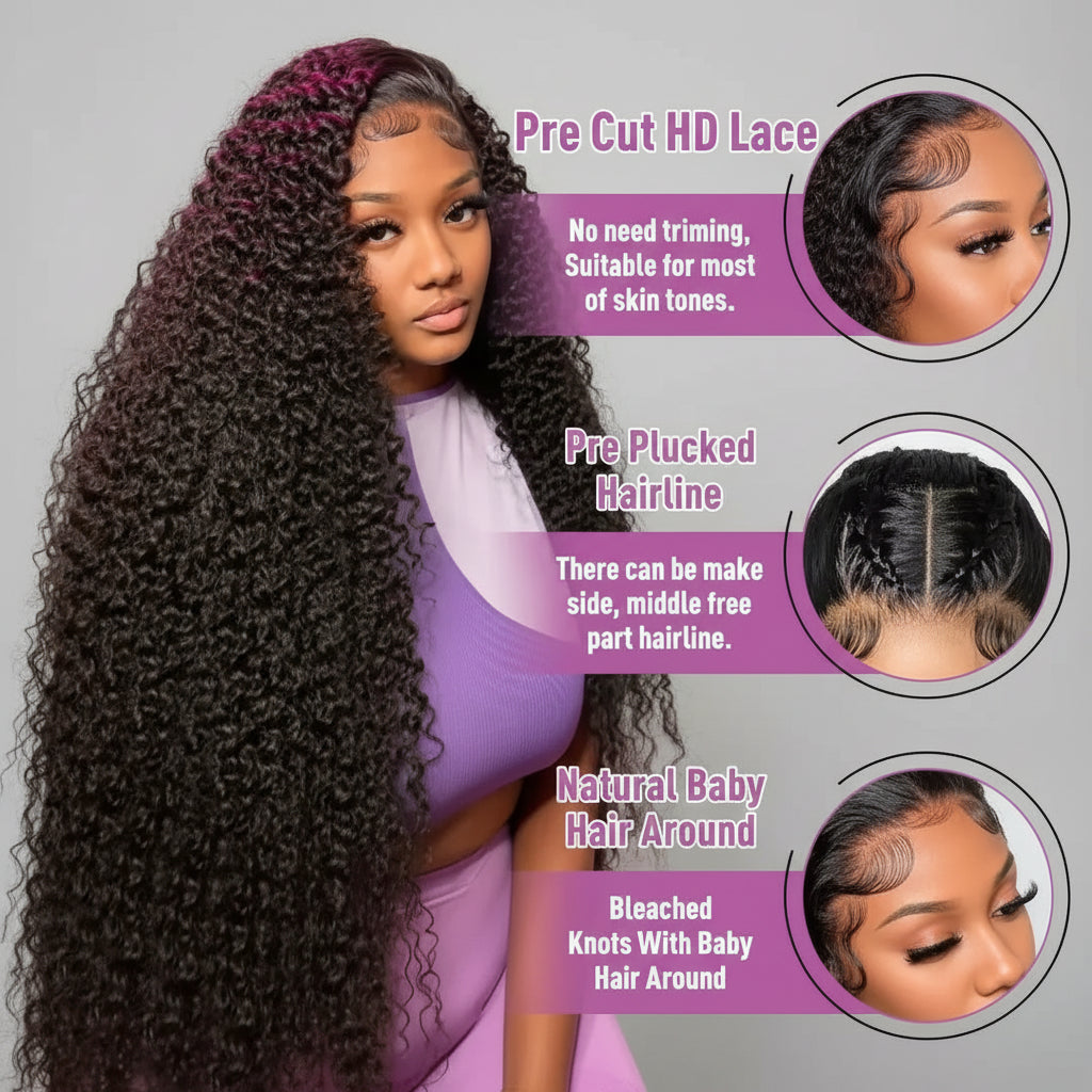 Women's Black Deep Wave Human Hair Lace Wig — product view