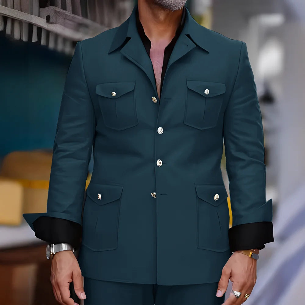 Men's Safari-Collar Jacket & Trouser Set