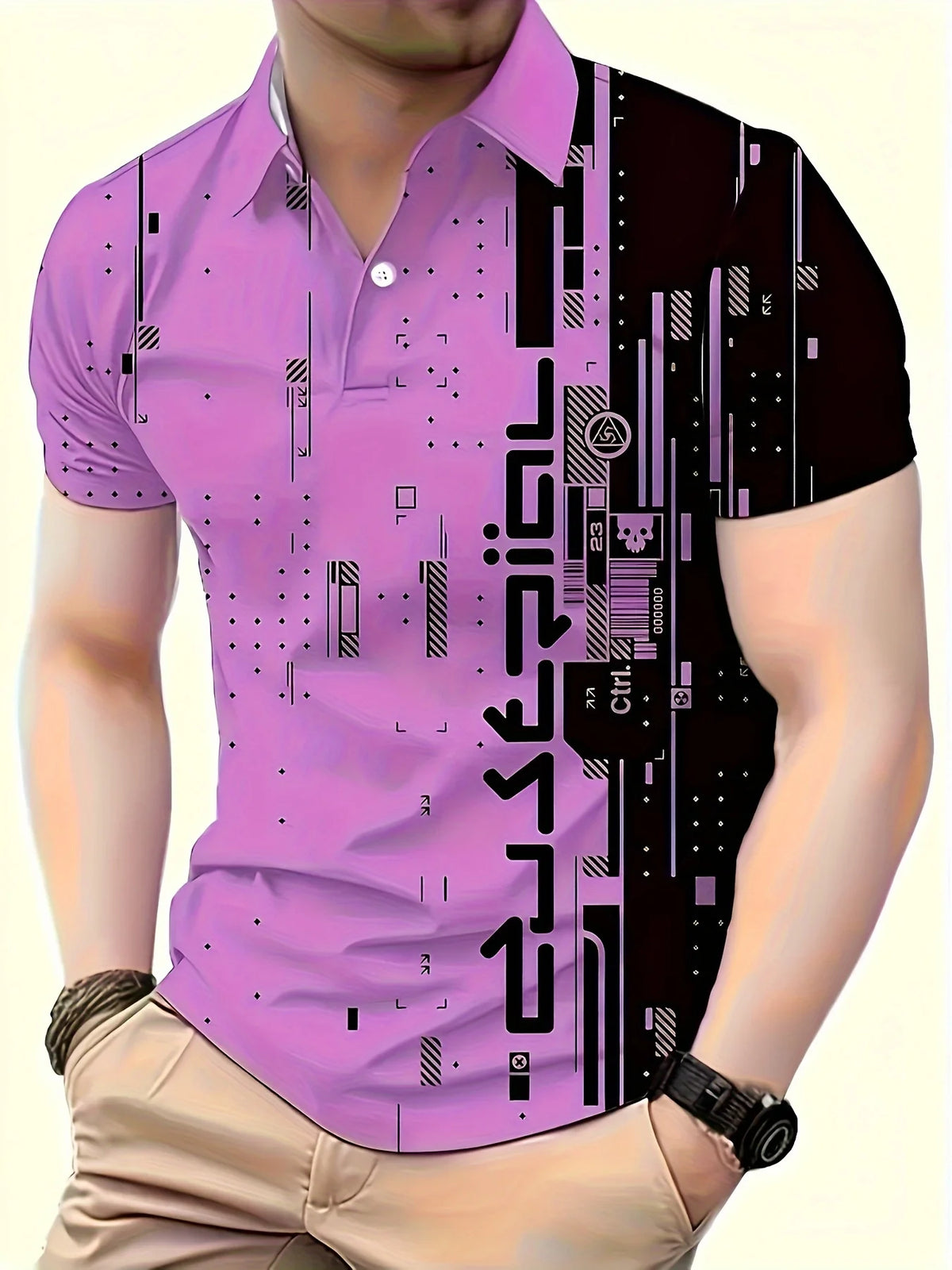 Men's Gradient Print Polo Shirt