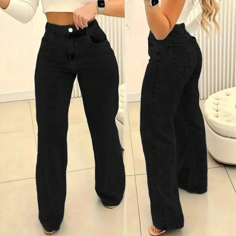 Women's Plus-Size High-Waist Straight-Leg Jeans — product view