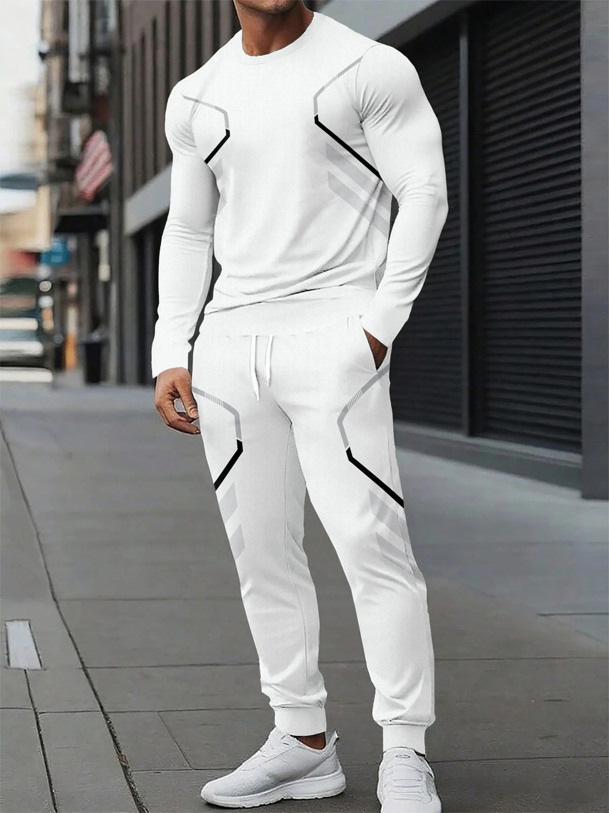 Men's Graphic Print Sweatshirt & Pants Set
