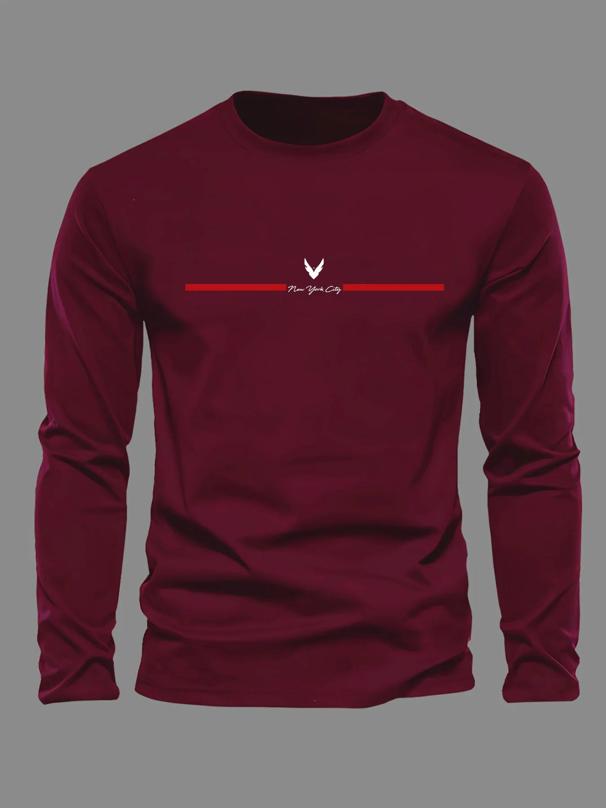 Men's Letter Print Long-Sleeve Casual T-Shirt