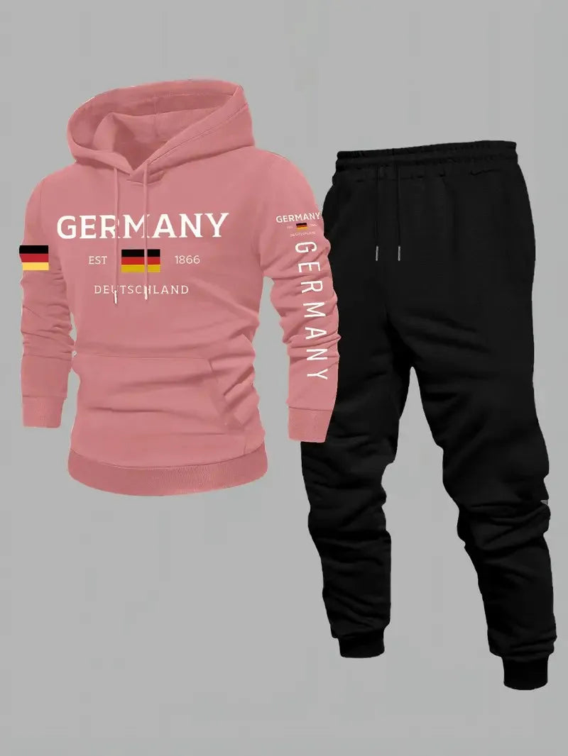Men's Letter Print Hoodie & Pants Set