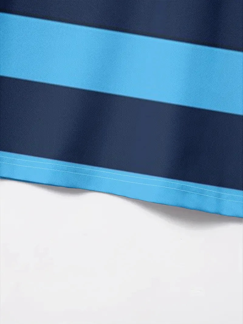 Men's Striped Long-Sleeve Polo Shirt