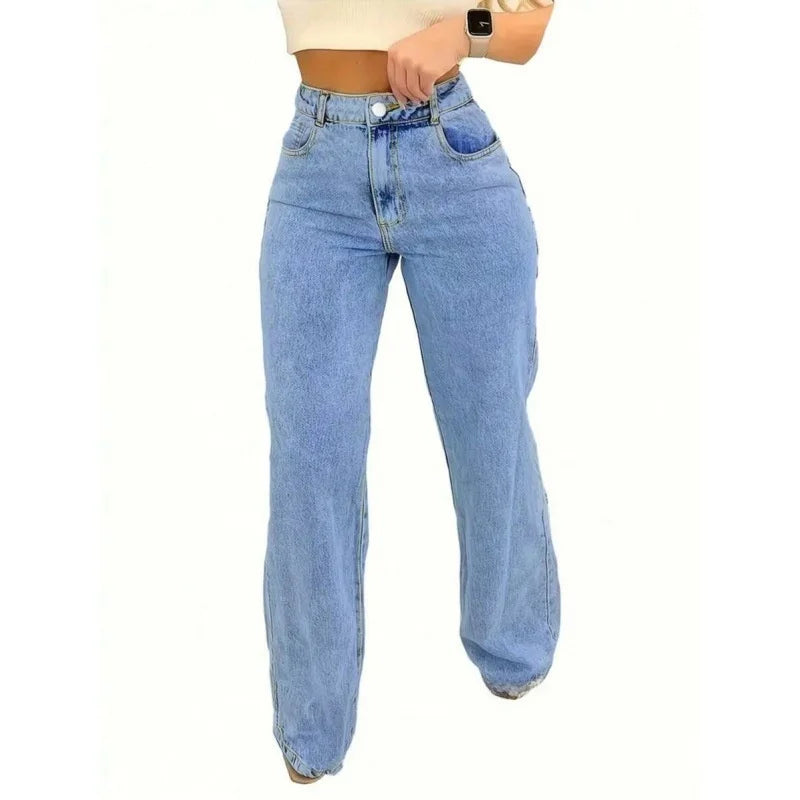 Women's Plus-Size High-Waist Straight-Leg Jeans — product view