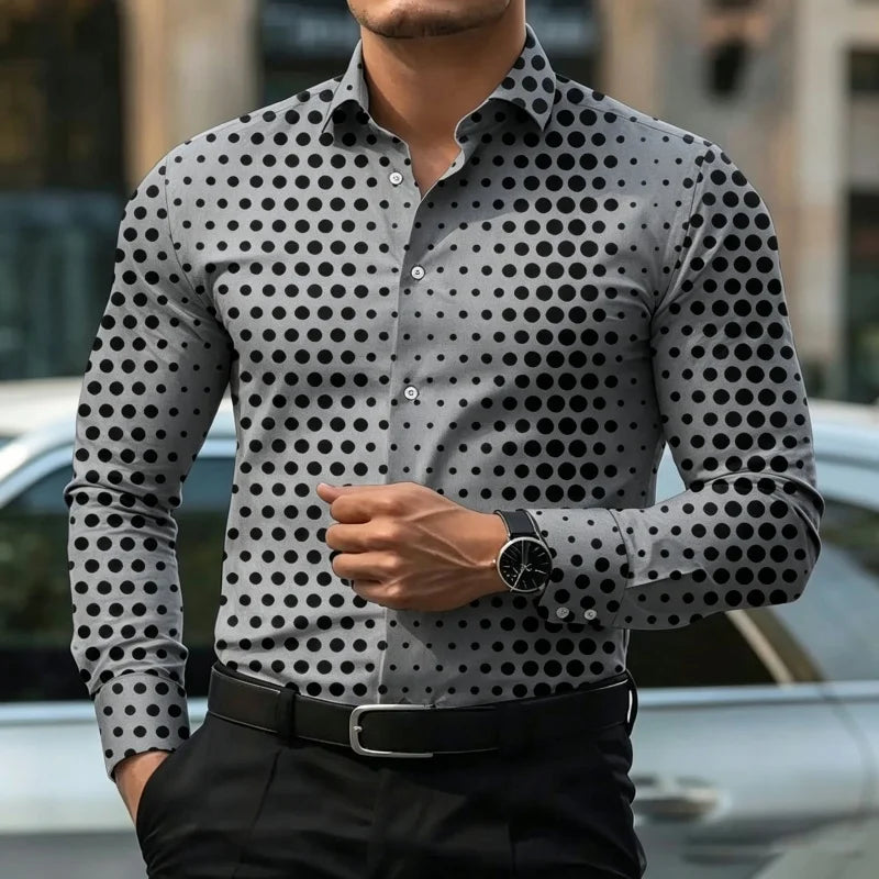 Men's Graphic Print Long-Sleeve Casual Shirt