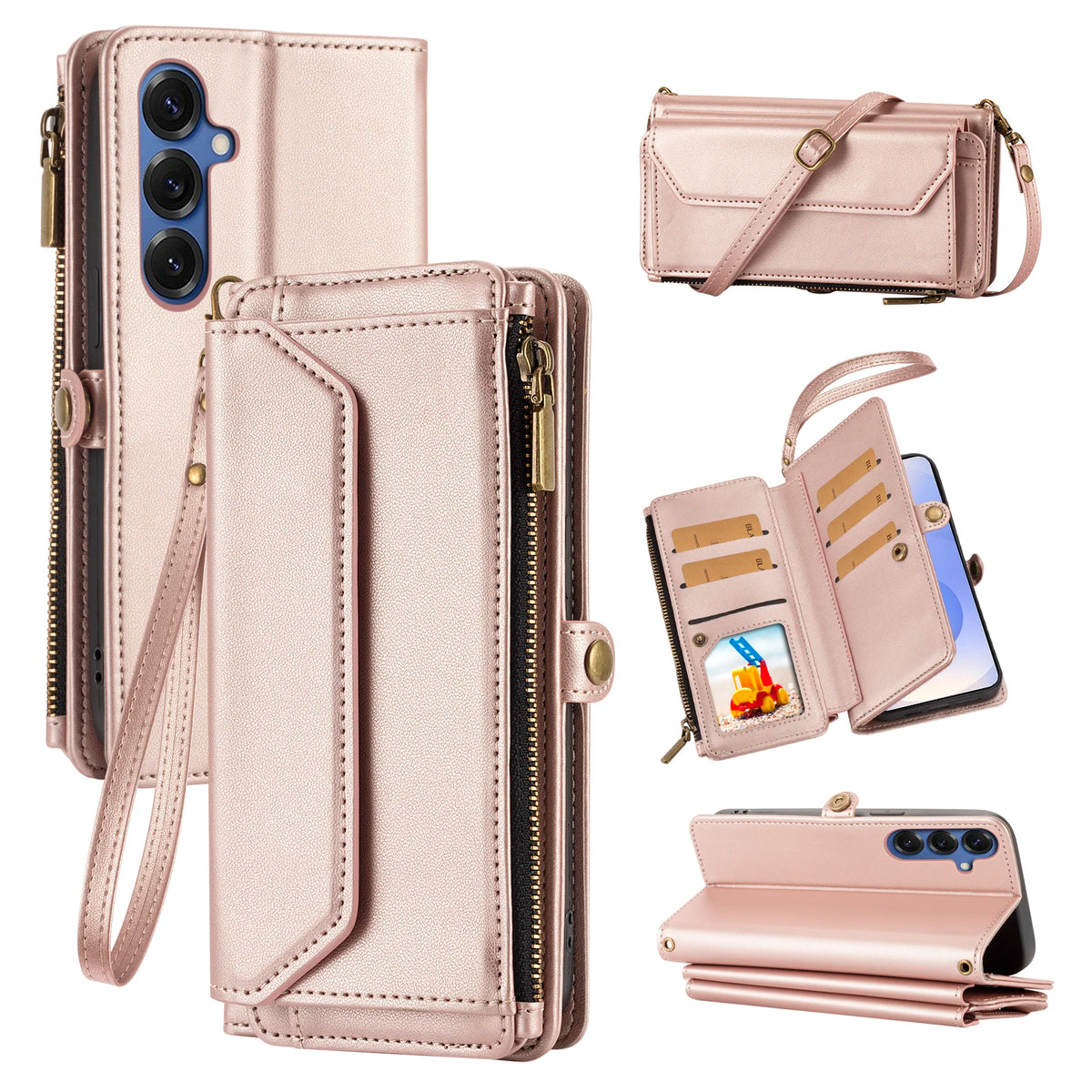Crossbody Multi-Card Wallet Phone Case for Samsung Galaxy S9+, S26+, S26 Edge, S26, S26 Ultra, S25 FE, S25+, S25 Edge, S21+ 5G, S20, S20+, S20 Ultra, S20 FE, S10, S10+, S9, S23 Ultra, S23+, S22 Ultra 5G, S22 5G, S22+ 5G, S21 & More Models