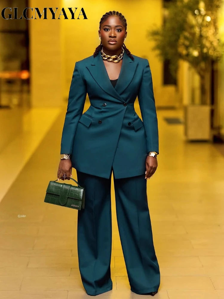Women's Double-Button Blazer & Pants Set