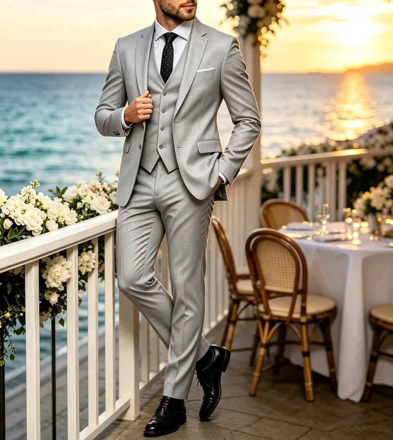 Men's Notch-Lapel Three-Piece Suit