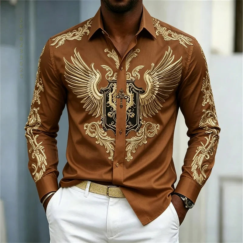 Men's Animal Print Long-Sleeve Casual Shirt
