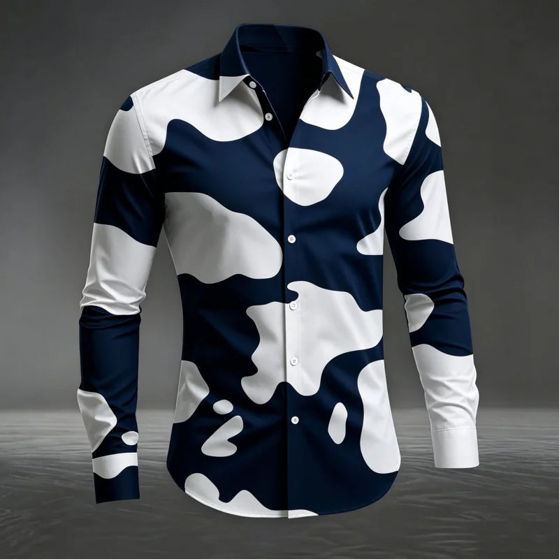 Men's Animal Print Long-Sleeve Casual Shirt