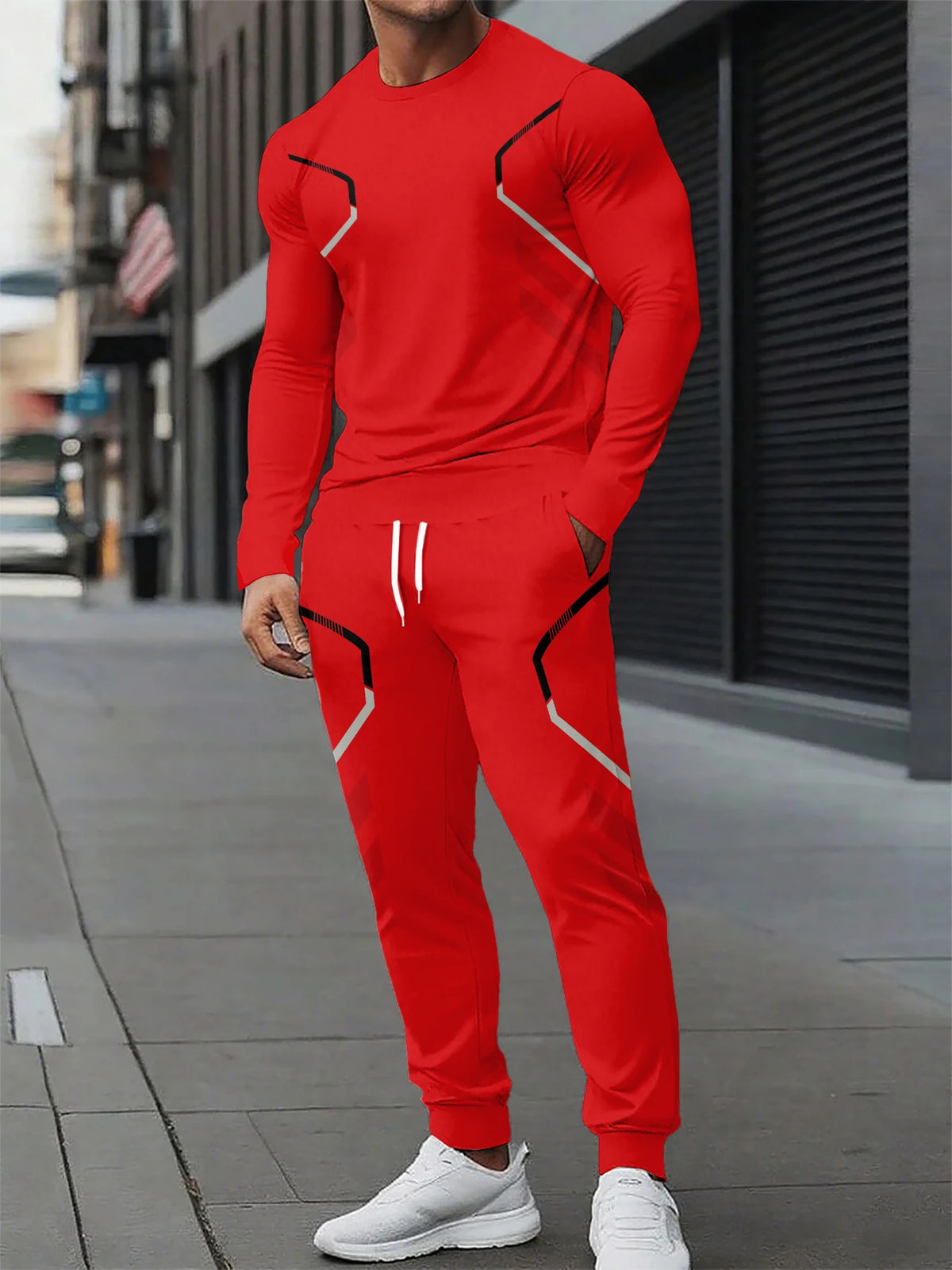 Men's Graphic Print Sweatshirt & Pants Set