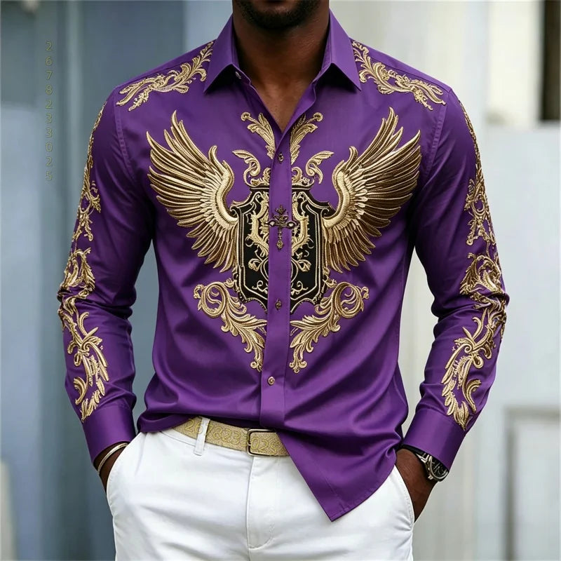 Men's Animal Print Long-Sleeve Casual Shirt